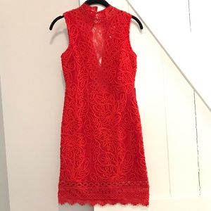 New red lace dress from The Clothing Company.